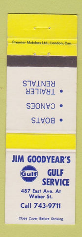 Matchbook Cover - Gulf oil gas Jim Goodyear's