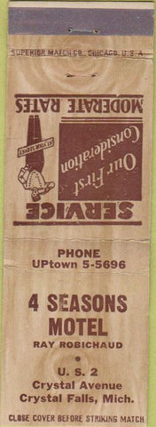 Matchbook Cover - 4 Seasons Motel Crystal Falls MI