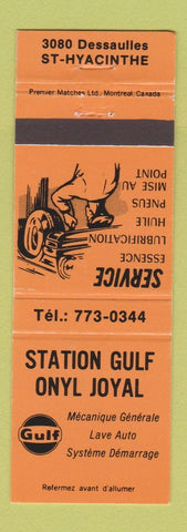 Matchbook Cover - Station Gulf Onyl Joyal oil gas St Hyacinthe QC ORANGE