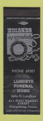 Matchbook Cover - Lundbye Funeral Home Orwigsburg PA WEAR