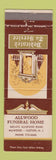 Matchbook Cover - Allwood Funeral Home Clifton NJ