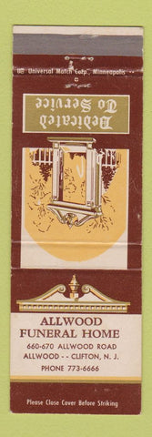 Matchbook Cover - Allwood Funeral Home Clifton NJ