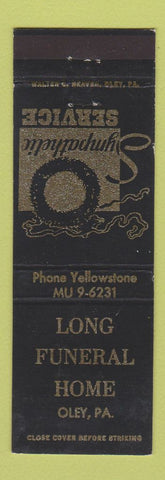 Matchbook Cover - Long Funeral Home Oley PA WEAR
