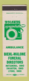 Matchbook Cover - Biehl Malone Funeral Home Metamora Swanton Lyons OH