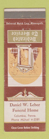 Matchbook Cover - Daniel Leber Funeral Home Columbia PA