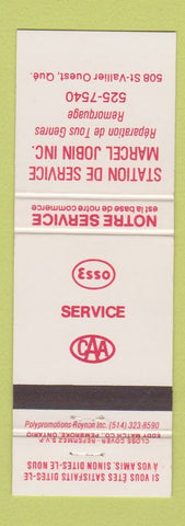 Matchbook Cover - Esso oil gas Marcel Jobin Quebec QC