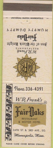 Matchbook Cover - Fair Oaks Restaurant Minneapolis MN