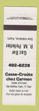 Matchbook Cover - Casse Croute chez Carmen oil gas Ste Helene QC