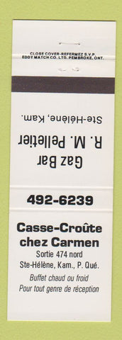 Matchbook Cover - Casse Croute chez Carmen oil gas Ste Helene QC