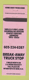 Matchbook Cover - Break Away Truck Stop Hooksett Bow NH oil gas WEAR