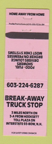 Matchbook Cover - Break Away Truck Stop Hooksett Bow NH oil gas WEAR