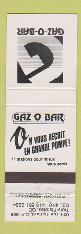 Matchbook Cover - Gaz o Bar oil gas Trois Pistoles QC