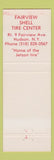 Matchbook Cover - Fairview Shell oil gas Tire Center Hudson NY