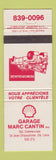 Matchbook Cover - Shell oil gas Marc Cantin Levis QC WEAR