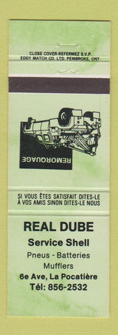 Matchbook Cover - Shell oil gas Real Dube La Pocatiere QC
