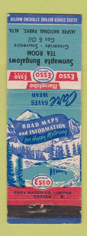 Matchbook Cover - Esso oil gas Sunwapta Bungalows Jasper National Park AB