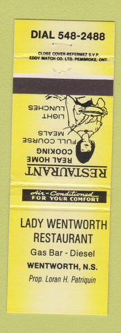 Matchbook Cover - Lady Wentworth Restaurant oil gas Wentworth NS