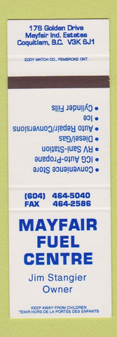 Matchbook Cover - Mayfair Fuel Centre oil gas Coquitlam BC SAMPLE