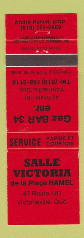 Matchbook Cover - Salle Victoria oil gas Victoriaville QC RED