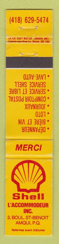 Matchbook Cover - Shell oil gas Amqui QC 12 Strike