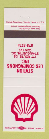 Matchbook Cover - Shell oil gas Station Compagnons St Augustine QC SAMPLE #1