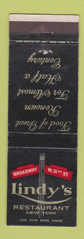 Matchbook Cover - Lindy's Restaurant New York City