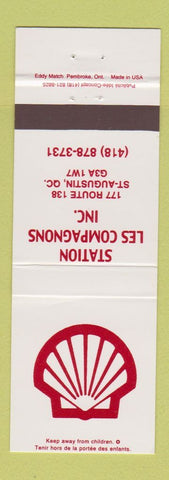 Matchbook Cover - Shell oil gas Station Les Compagnons St Augustine QC RED TEXT