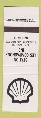 Matchbook Cover - Shell oil gas Station Compagnons St Augustine QC BLACK TEXT