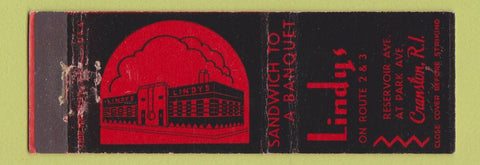 Matchbook Cover - Lindy's Restaurant Cranston RI WEAR