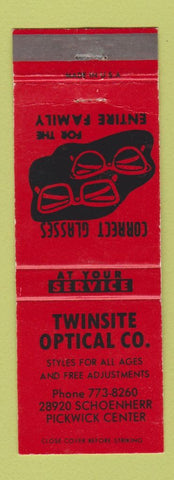 Matchbook Cover - Twinsite Optical Warren? MI?
