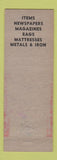 Matchbook Cover - Howard J Spear Portland OR Waste Paper metal scrap