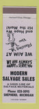 Matchbook Cover - Modern Salvage Sales Shepherd MI