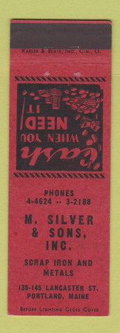 Matchbook Cover - M Silver Sons Scrap Iron Metal Portland ME
