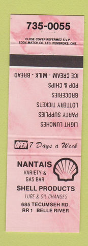 Matchbook Cover - Shell oil gas Nantais Belle River ON
