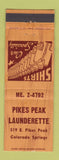 Matchbook Cover - Pikes Peak Launderette Laundry Colorado Springs