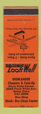 Matchbook Cover - Highlander Cleaners Laundry Santa Clara CA