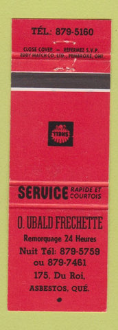 Matchbook Cover - Shell oil gas O Ubald Frechette Asbestos QC