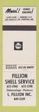 Matchbook Cover - Shell oil gas Fillion QC