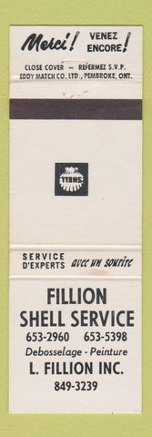 Matchbook Cover - Shell oil gas Fillion QC