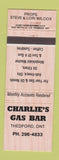 Matchbook Cover - Charlie's Gas Bar oil gas Thedford ON