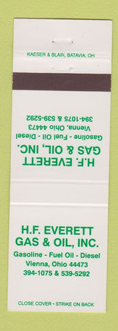 Matchbook Cover - HF Everett oil gas Vienna OH