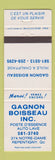 Matchbook Cover - Gagnon Bosseau oil gas Repentigny QC