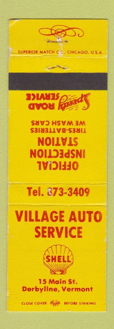 Matchbook Cover - Village Auto Service Shell oil gas Derbyline VT