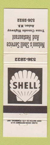 Matchbook Cover - Shell oil gas Nelson's Aulac NB