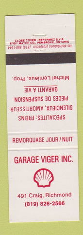 Matchbook Cover - Shell oil gas Garage Viger Richmond BC
