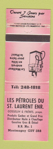 Matchbook Cover - Les Petroles ST Laurent Montmagny QC oil gas WEAR
