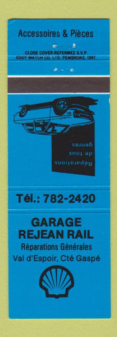 Matchbook Cover - Garage Rejean Rail Gaspe QC