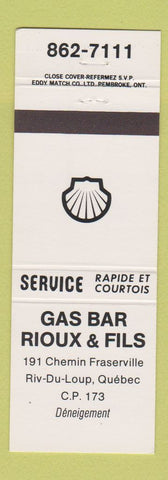 Matchbook Cover - Shell oil gas Rioux Fils Riviere Du Loup QC