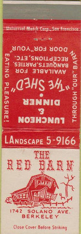 Matchbook Cover - The Red Barn Berkeley CA