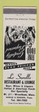 Matchbook Cover - Le Sorelle Restaurant Lounge Wrentham MA